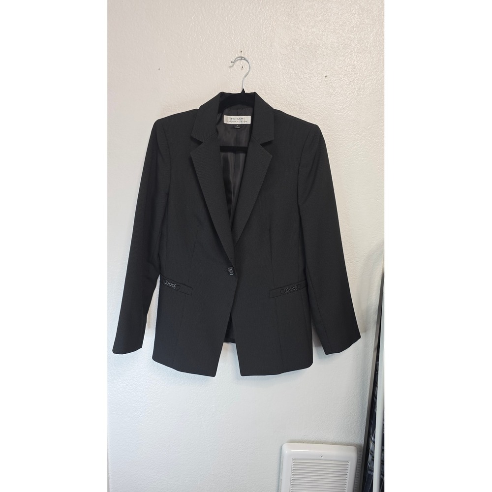 Tahari Blazer Womens 8 Black Excellent